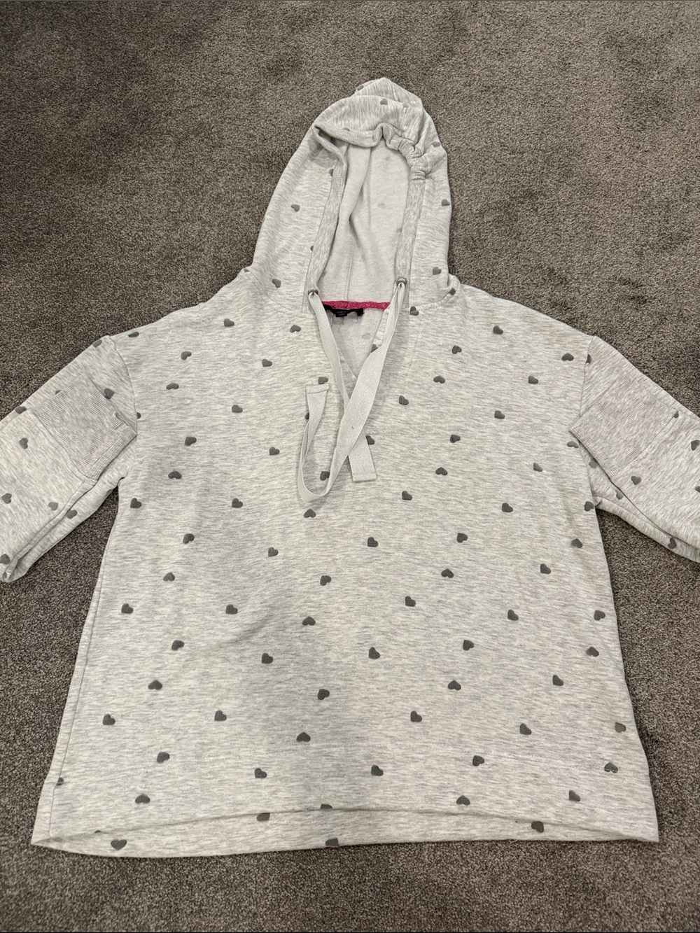 Jane + Delancey Light Gray Hooded Pullover with Heart Print